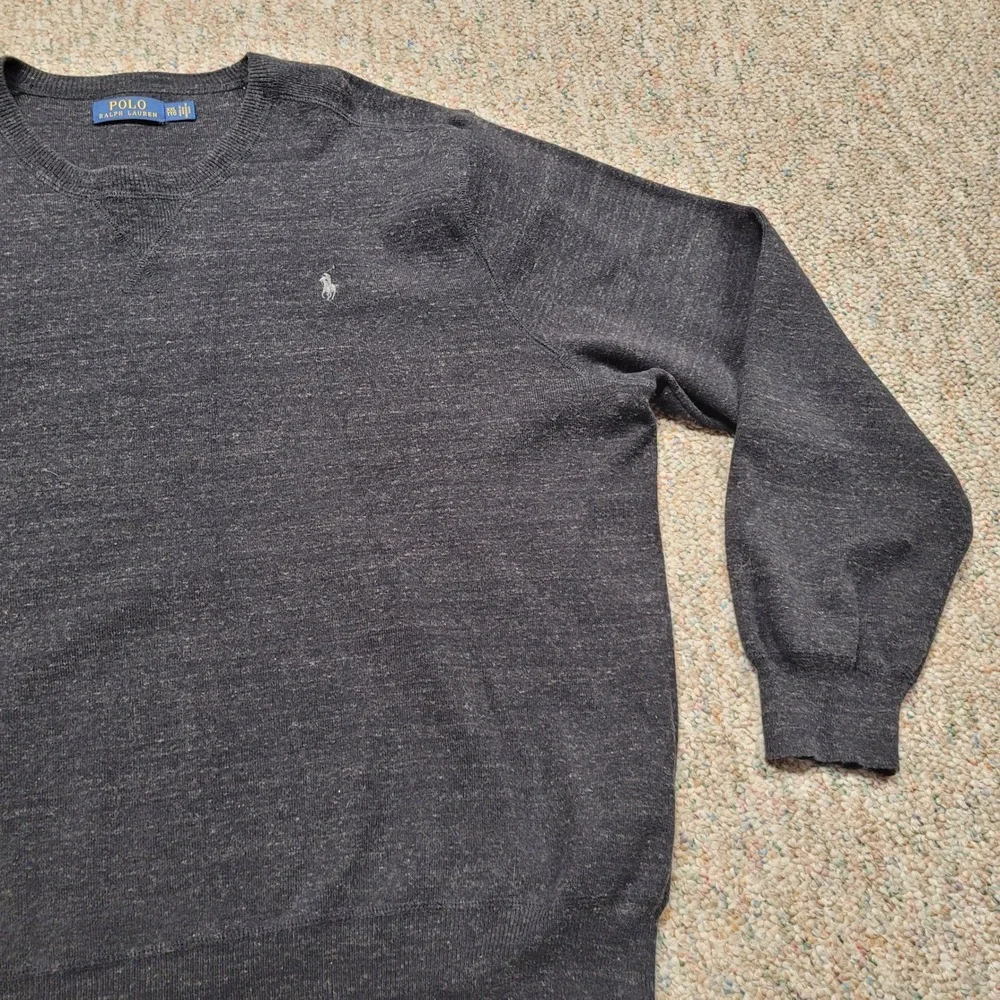 Polo Ralph Lauren Sweater Mens 2XL Charcoal Gray Crewneck Knit Pullover Pony XXL